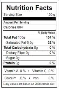 Apricot Kernel Oil Nutrition Chart